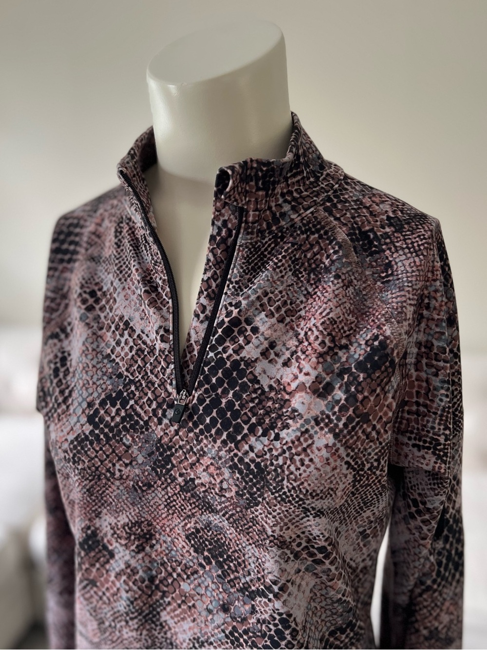 Snakeskin Print 1/4 Zip Active Athleisure Pullover